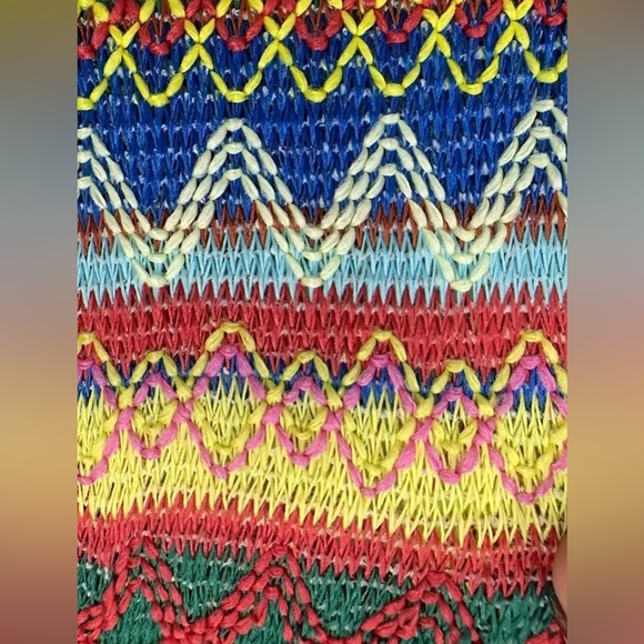 New Striped Pattern Square Neck Tank Dress Sleeveless Slit Boho Multicolored NWT - Picture 11 of 16